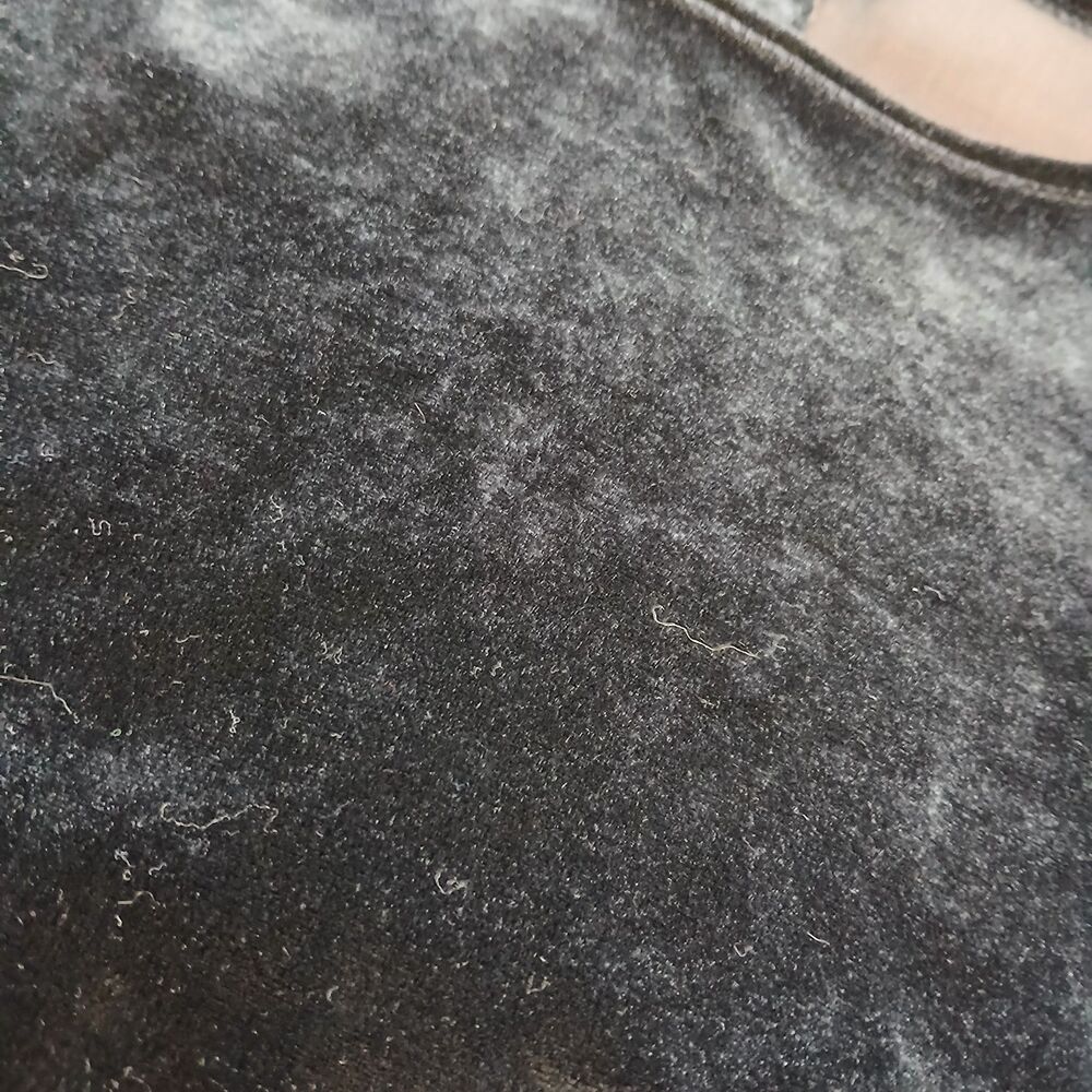 Vintage Black Velvet Dress Size 6 Soft Stretch Fitted A Line Mid Length Gothic - Picture 3 of 5